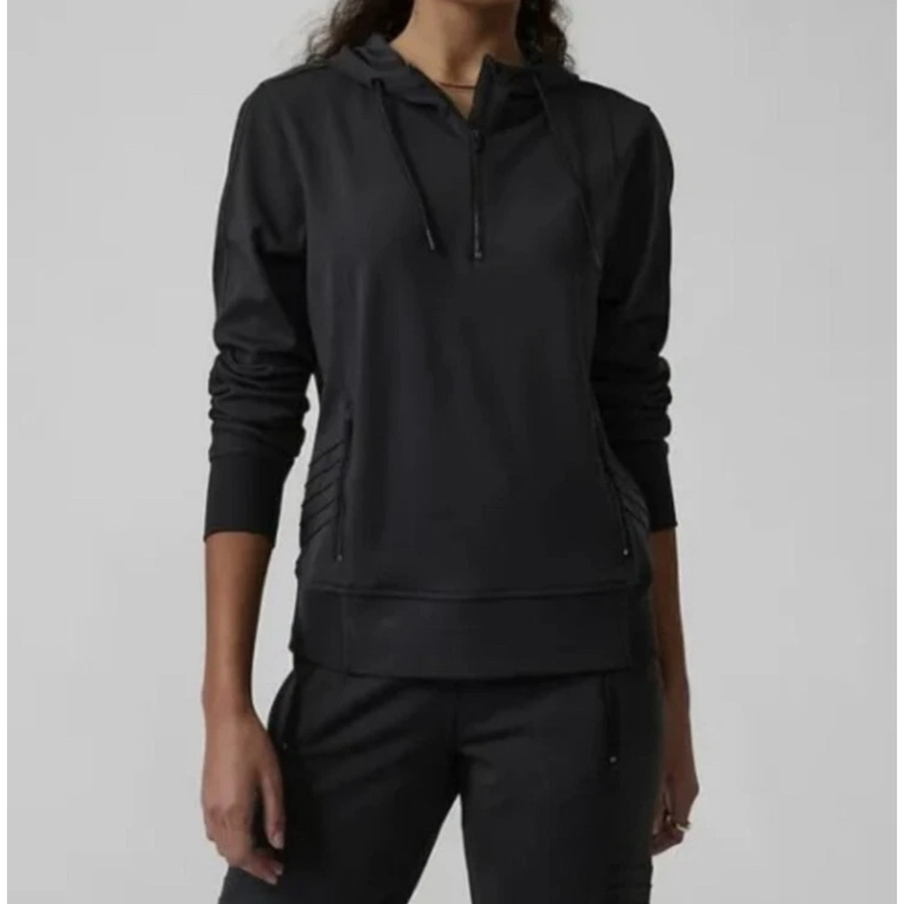 NWT Athleta Venice Moto Hoodie Pullover Jacket Color Black Size Small
